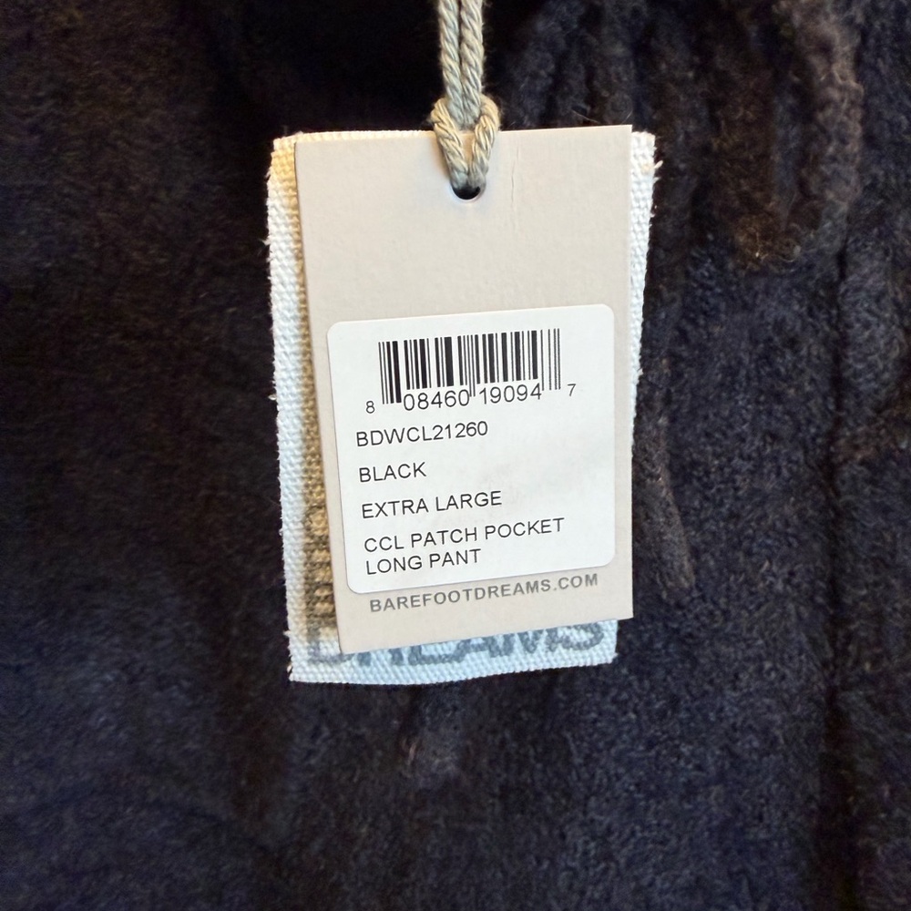 NWT Barefoot Dreams CozyChic Lite Patch Pocket pant black size XL - Picture 2 of 4